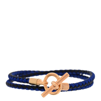 HERMES Swift Silk Braided Glenan Double Tour Bracelet Indigo Fonce Black