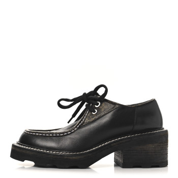 LOUIS VUITTON Monogram Calfskin Beaubourg Platform Derby Shoes 40 Brown