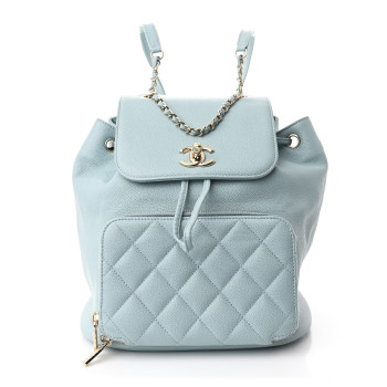 CHANEL Caviar Quilted Business Affinity Backpack Light Blue