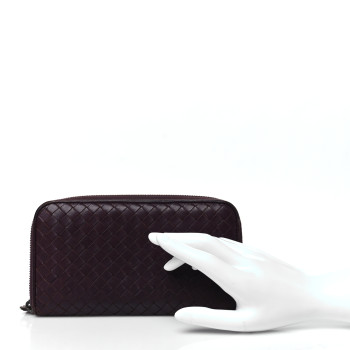 BOTTEGA VENETA Nappa Intrecciato Zip Around Wallet Aubergine