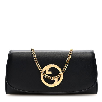 GUCCI Roxy Calfskin Blondie Continental Chain Wallet Black