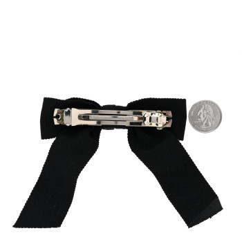 CHANEL Grosgrain Bow CC Hair Clip Black