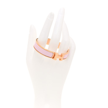 HERMES Enamel Narrow Clic Clac H Bracelet PM Rose Candeur