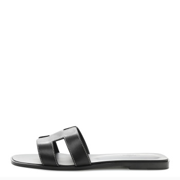 HERMES Box Calfskin Oran Sandals 41 Black