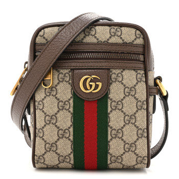 GUCCI GG Supreme Monogram Web Mini Ophidia Messenger Brown