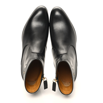 GUCCI New Waxed Calfskin Mens Adel GG Ankle Boots 9 Black