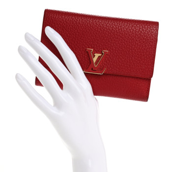 LOUIS VUITTON Taurillon Capucines Compact Wallet Rubis
