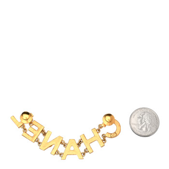 CHANEL Crystal Logo Brooch Gold