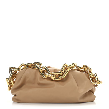 BOTTEGA VENETA Calfskin Chain Pouch Almond