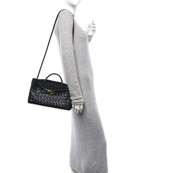BOTTEGA VENETA Nappa Intrecciato Small East West Andiamo Shoulder Bag Black
