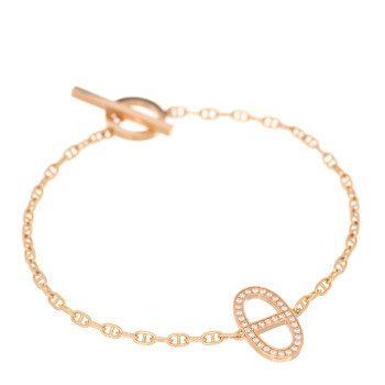 HERMES 18K Rose Gold Diamond Chaine d'Ancre Contour Bracelet ST