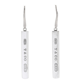 TIFFANY Sterling Silver 1837 Bar Drop Earrings