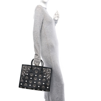 MCM Visetos Large Munchen Tote Black