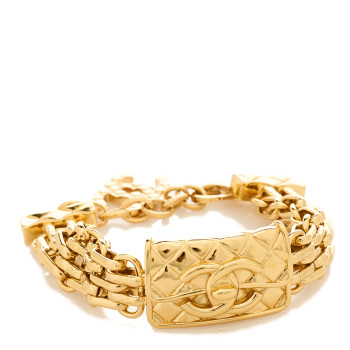 CHANEL Metal CC Chain Flap Bag Bracelet Gold