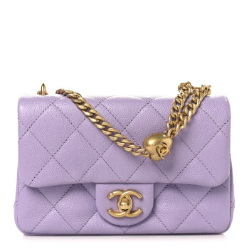 CHANEL Caviar Quilted Mini Rectangular Sweetheart Flap Light Purple