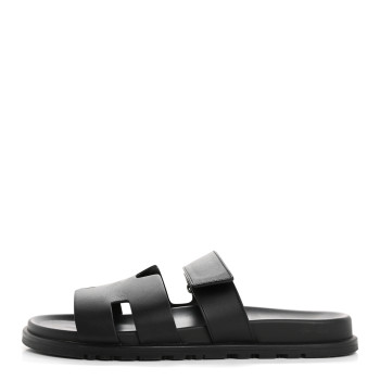 HERMES Calfskin Mens Chypre Sandals 43 Black