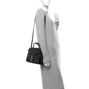 SAINT LAURENT Smooth Calfskin Medium Classic Monogram Cassandra Top Handle Black Rouge Legion
