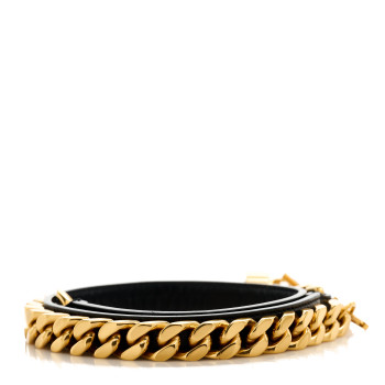 SAINT LAURENT Calfskin Monogram Chain Tassel Belt M Black