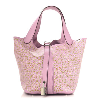 HERMES Swift Lucky Daisy Picotin Lock 18 PM Mauve Sylvestre