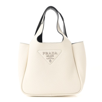 PRADA Vitello Daino Soft Mini Dynamique Tote Talco Black