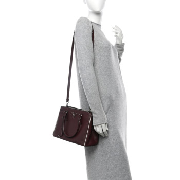 PRADA Saffiano Small Galleria Double Zip Tote Granato