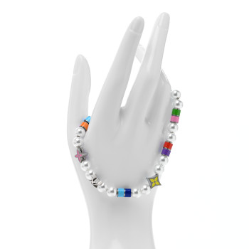 LOUIS VUITTON Monogram Flower Pearl Party Bracelet