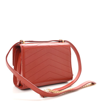 CHANEL Calfskin Chevron Quilted Large Medal Flap Red