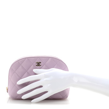 CHANEL Caviar Quilted Cosmetic Case Light Purple