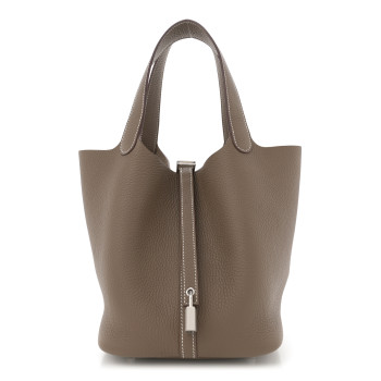 HERMES Taurillon Clemence Picotin Lock 22 MM Etoupe