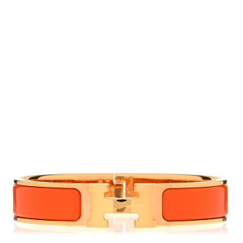 HERMES Enamel Narrow Clic Clac H Bracelet PM Orange