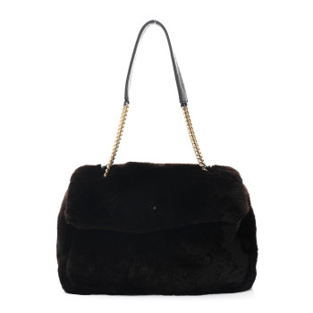 CHANEL Rabbit Fur Flap Brown