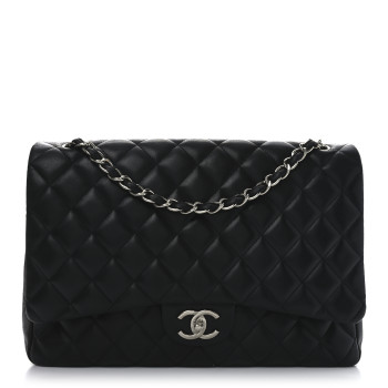 CHANEL Lambskin Quilted Maxi Double Flap Black
