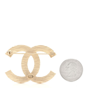 CHANEL Resin Glitter CC Brooch Gold Blue