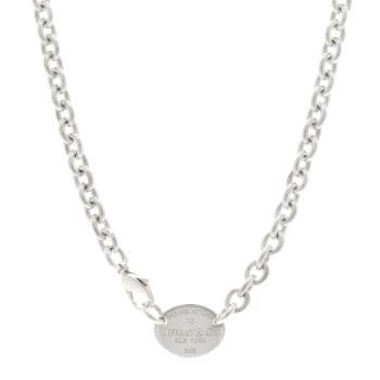 TIFFANY Sterling Silver Return to Tiffany Oval Tag Choker Necklace