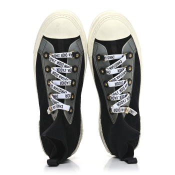 CHRISTIAN DIOR Technical Knit Calfskin Womens Walk'N'Dior High Top Sneakers 40 Black