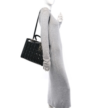 CHRISTIAN DIOR Patent Cannage Large Lady Dior Black
