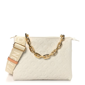 LOUIS VUITTON Lambskin Embossed Monogram Coussin PM Cream
