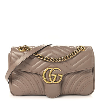 GUCCI Calfskin Matelasse Small GG Marmont Shoulder Bag Porcelain Rose