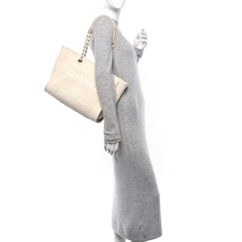 CHANEL Mixed Fibers Small Deauville Tote White