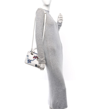 CHRISTIAN DIOR Bullcalf Microcannage Sequin Small Diorissimo Tote White
