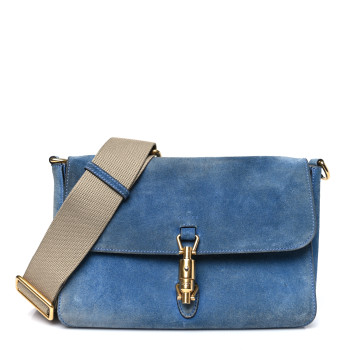 GUCCI Soft Suede Small Jackie Shoulder Bag Cerulean Blue