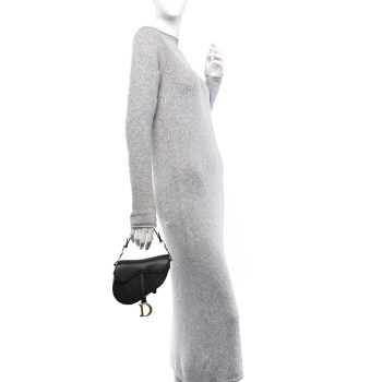 CHRISTIAN DIOR Grained Calfskin Mini Saddle Bag Black