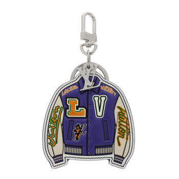 LOUIS VUITTON Calfskin LV Varsity Jacket Illustre Bag Charm Key Holder Multicolor