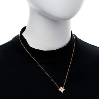 LOUIS VUITTON 18K Pink Gold Mother of Pearl Color Blossom Star Pendant Necklace