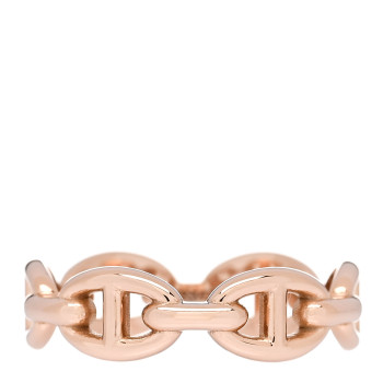 HERMES 18K Rose Gold PM Chaine d'Ancre Enchainee Ring 56 7.5