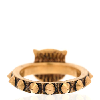 GUCCI Feline Head Ring 50 5.5 Aged Gold