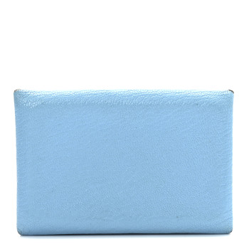 HERMES Chevre Chamkila Calvi Card Case Bleu Du Nord