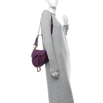 CHRISTIAN DIOR Calfskin Saddle Bag Purple