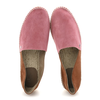 HERMES Suede Goatskin Womens Joven Espadrilles 38 Rose De Venise Gold