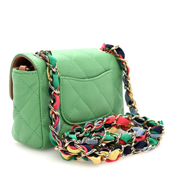 CHANEL Lambskin Mixed Fibers Quilted Small Cocovado Flap Green